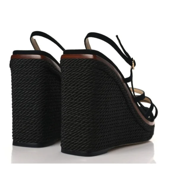 JIMMY CHOO Suede Ariela 110 Wedge Sandals Size 39 - Picture 3 of 10